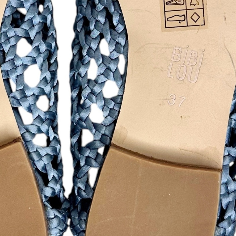NEW Anthropologie Bibi Lou Woven Pointed Toe Flats Celeste Sky Blue SZ 37 - Picture 10 of 13